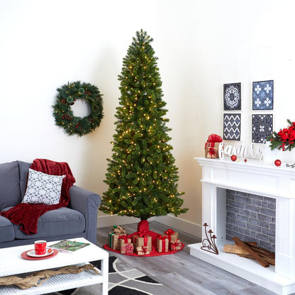 8ft. Slim Virginia Spruce Artificial Christmas Tree with LED Lights