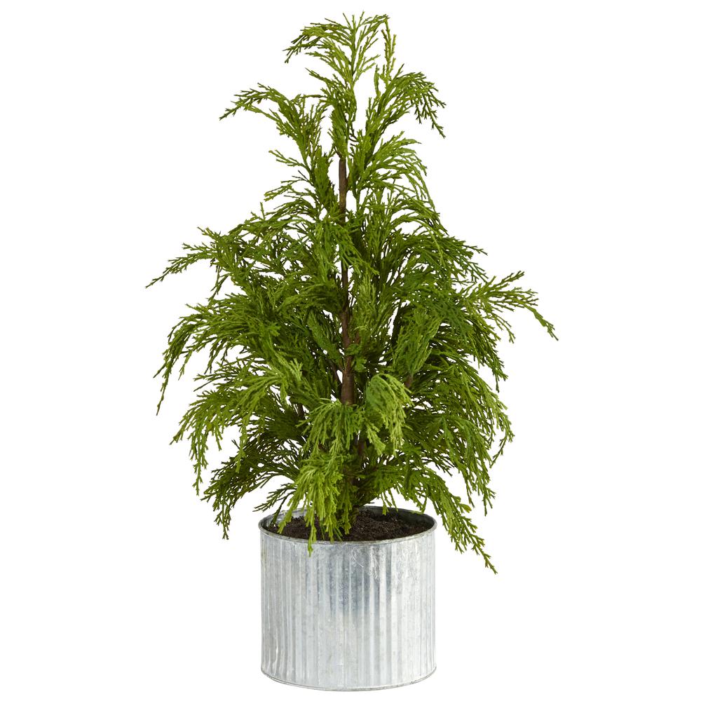20in. Cedar Pine Natural Look Artificial Tree in Decorative Planter