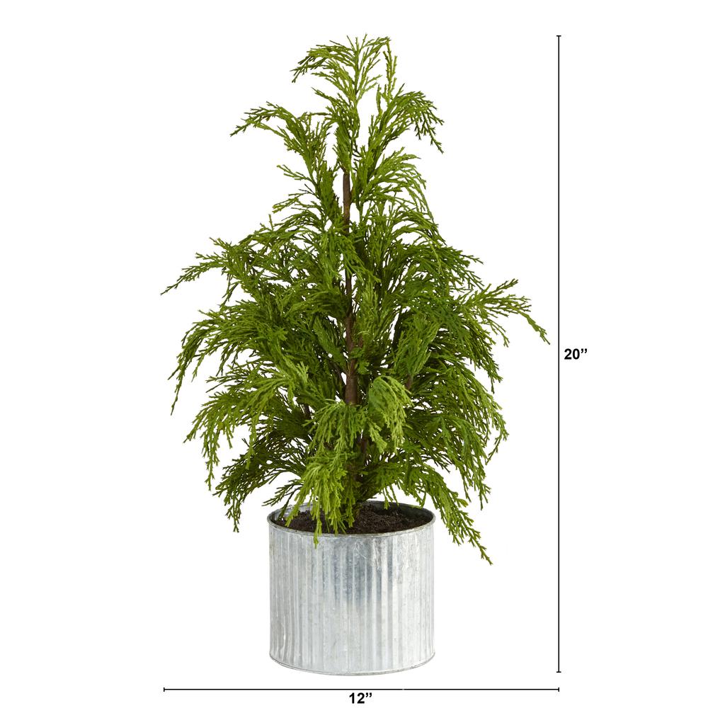20in. Cedar Pine Natural Look Artificial Tree in Decorative Planter