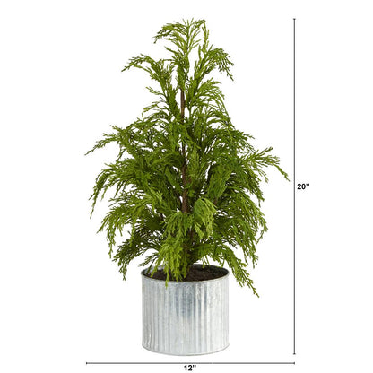 20in. Cedar Pine Natural Look Artificial Tree in Decorative Planter