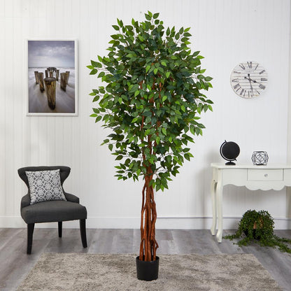6.5ft. Super Deluxe Ficus Artificial Tree with Natural Trunk