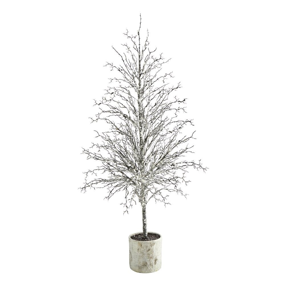 6ft. Snowed Twig Artificial Tree in Decorative Planter