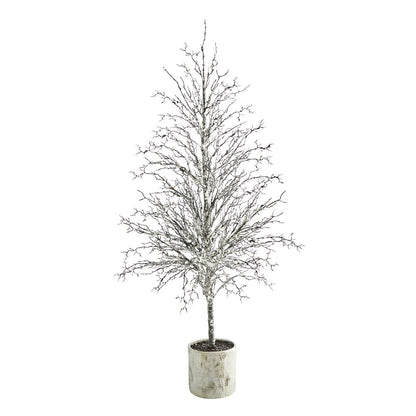 6ft. Snowed Twig Artificial Tree in Decorative Planter