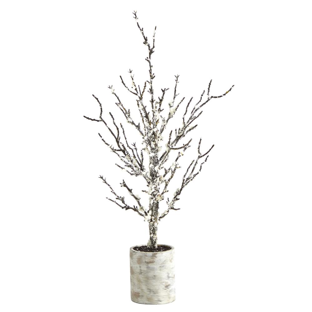 24in. Snowed Twig Artificial Tree in Decorative Planter