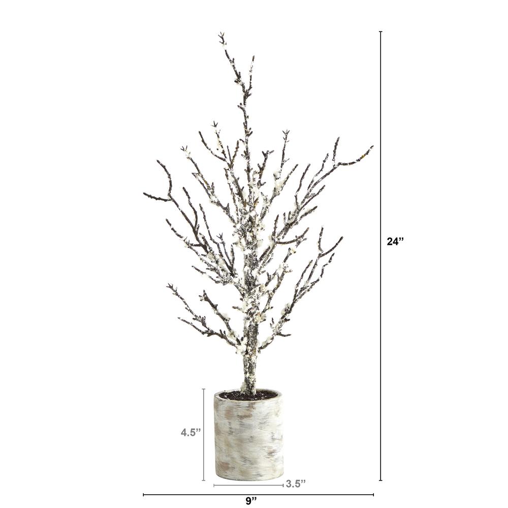 24in. Snowed Twig Artificial Tree in Decorative Planter