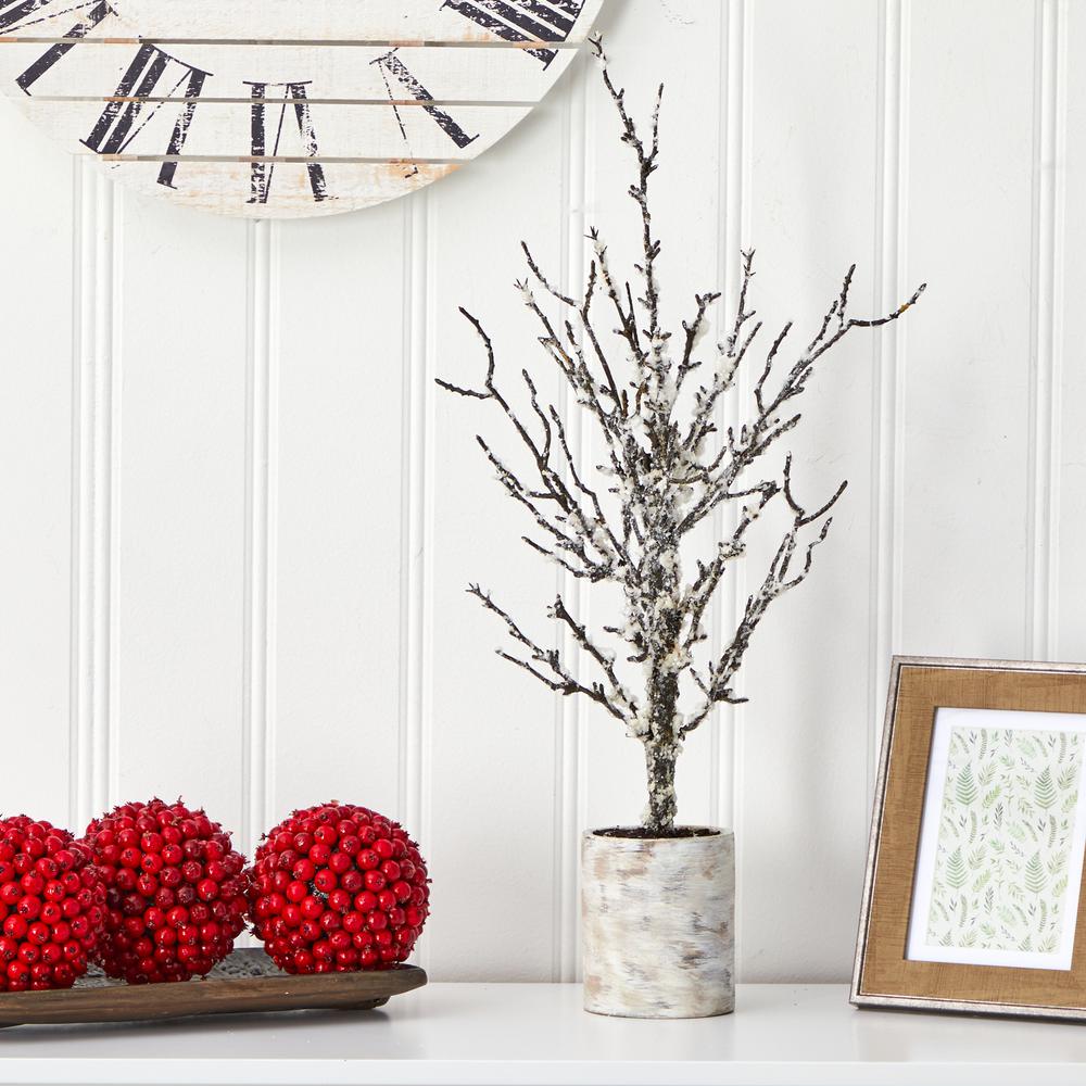 24in. Snowed Twig Artificial Tree in Decorative Planter