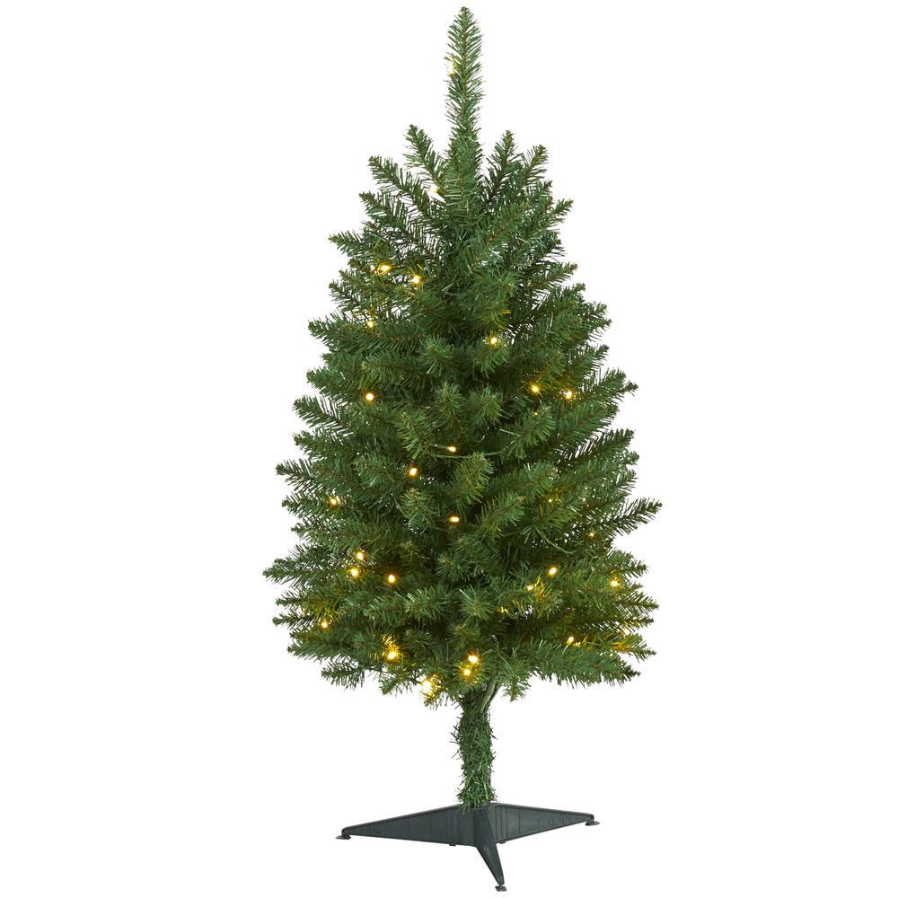 3ft. Slim Green Mountain Pine Artificial Christmas Tree with 50 Clear LED Lights