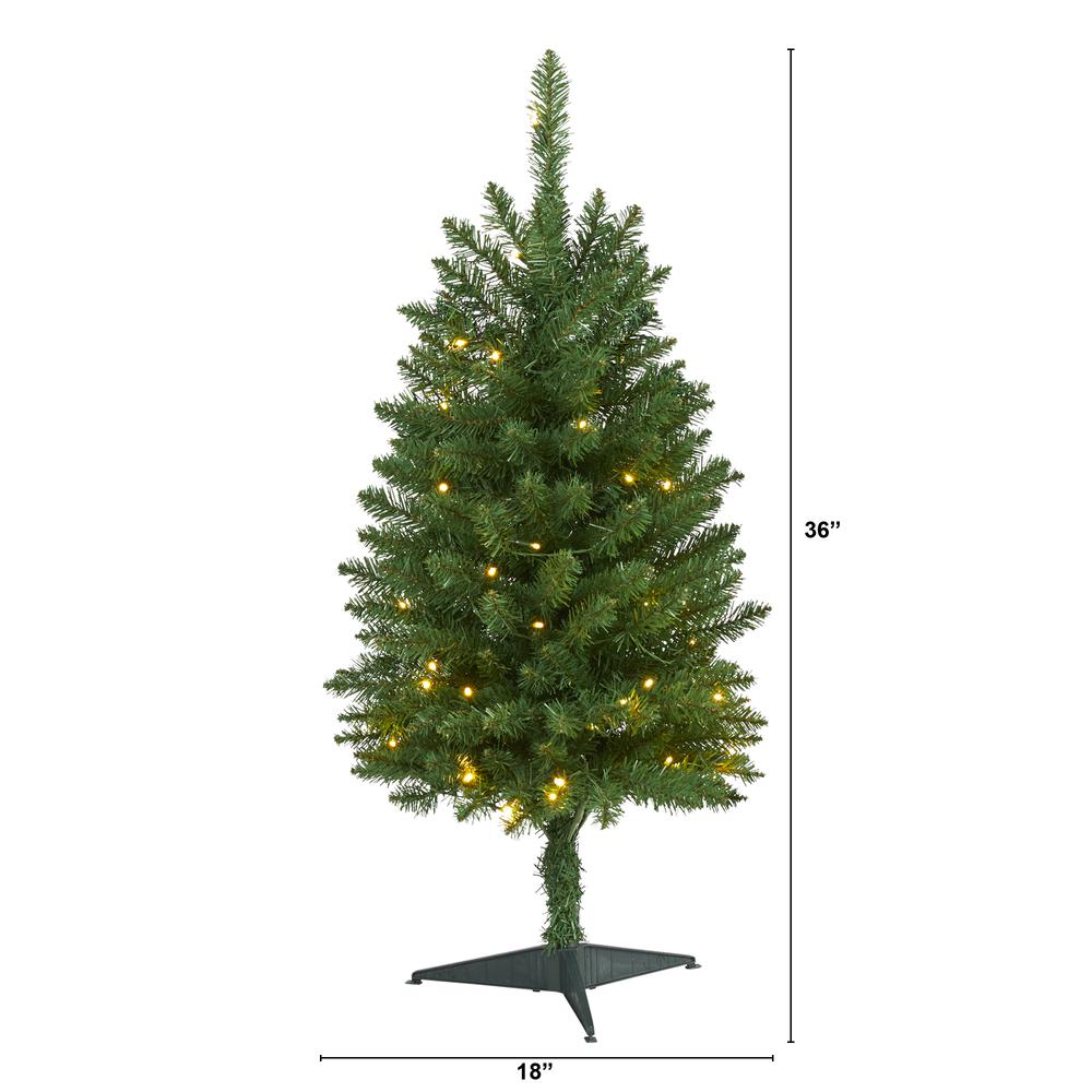 3ft. Slim Green Mountain Pine Artificial Christmas Tree with 50 Clear LED Lights