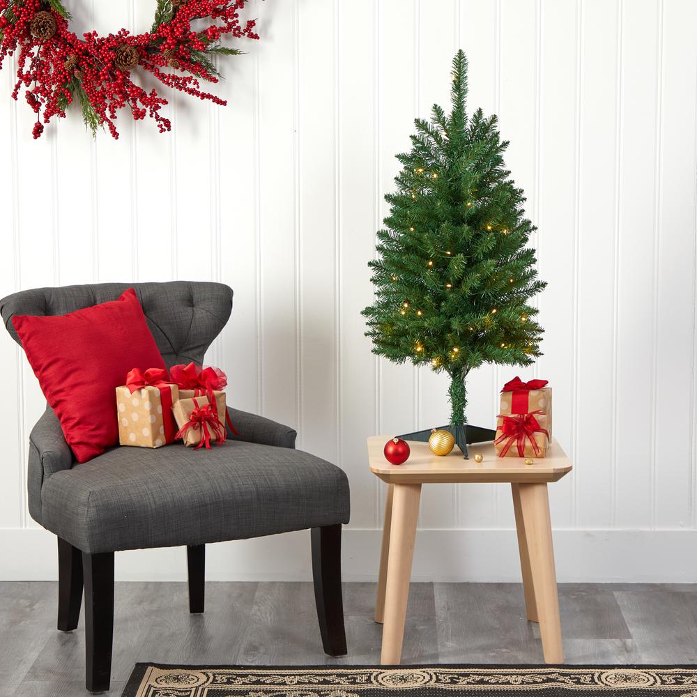 3ft. Slim Green Mountain Pine Artificial Christmas Tree with 50 Clear LED Lights