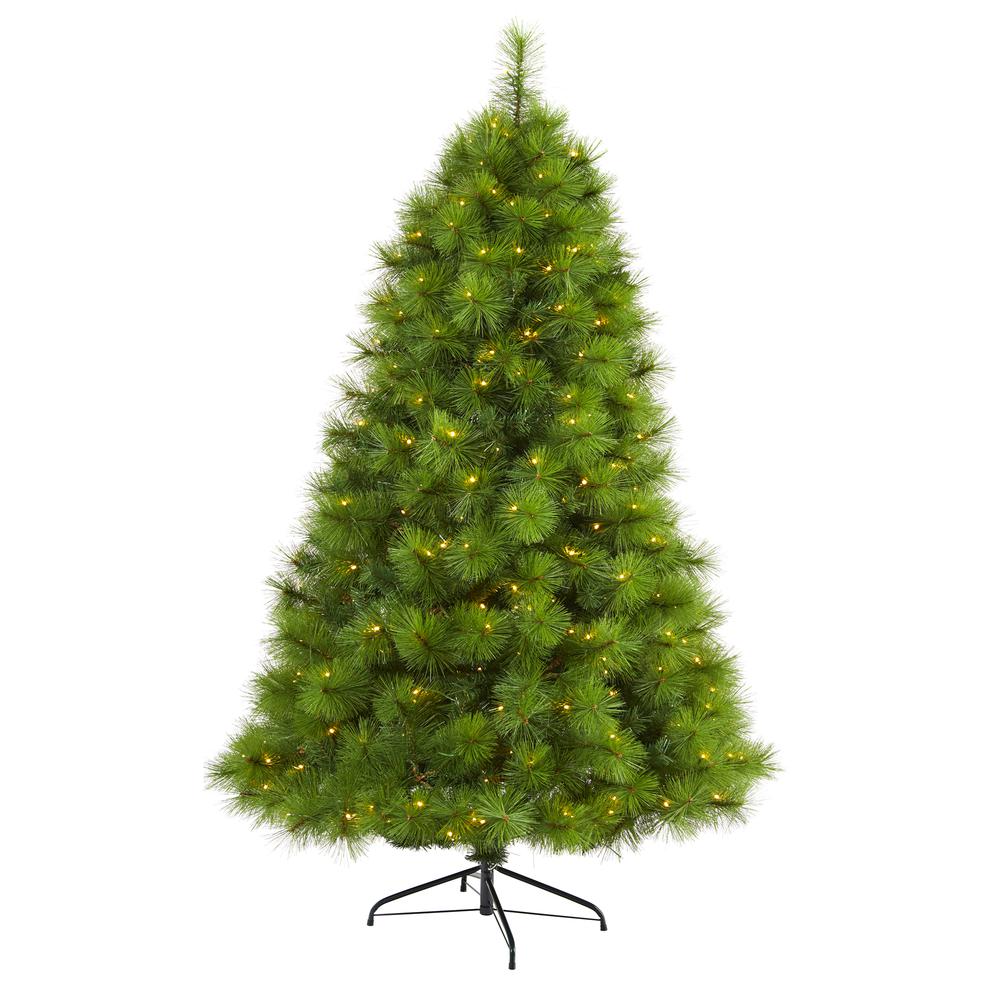 6ft. Green Scotch Pine Artificial Christmas Tree with 300 Clear LED Lights