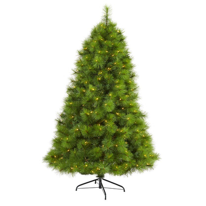 6ft. Green Scotch Pine Artificial Christmas Tree with 300 Clear LED Lights