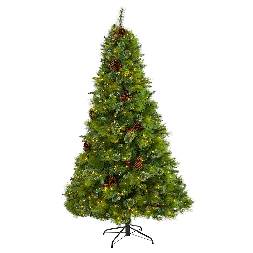 7ft. Montana Mixed Pine Christmas Tree with Pine Cones and 500 Clear LED Lights