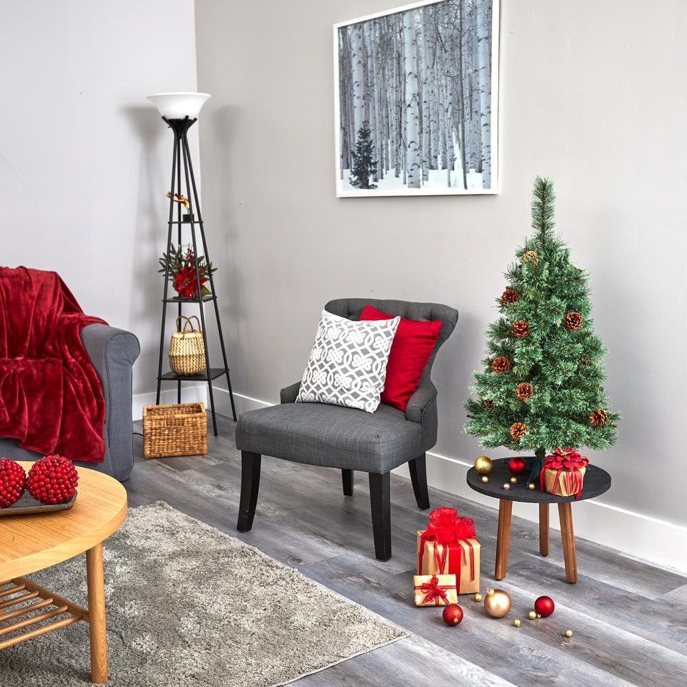 3ft. White Mountain Pine Artificial Christmas Tree with 50 Clear LED Lights and Pine Cones