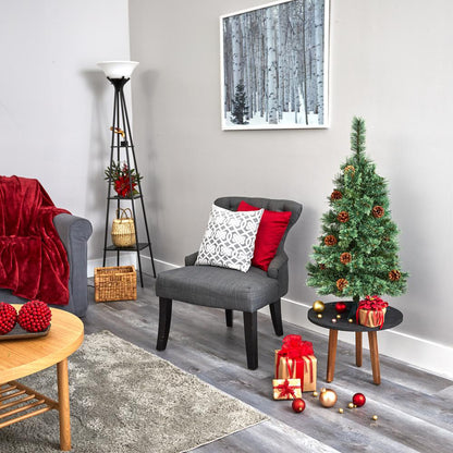 3ft. White Mountain Pine Artificial Christmas Tree with 50 Clear LED Lights and Pine Cones