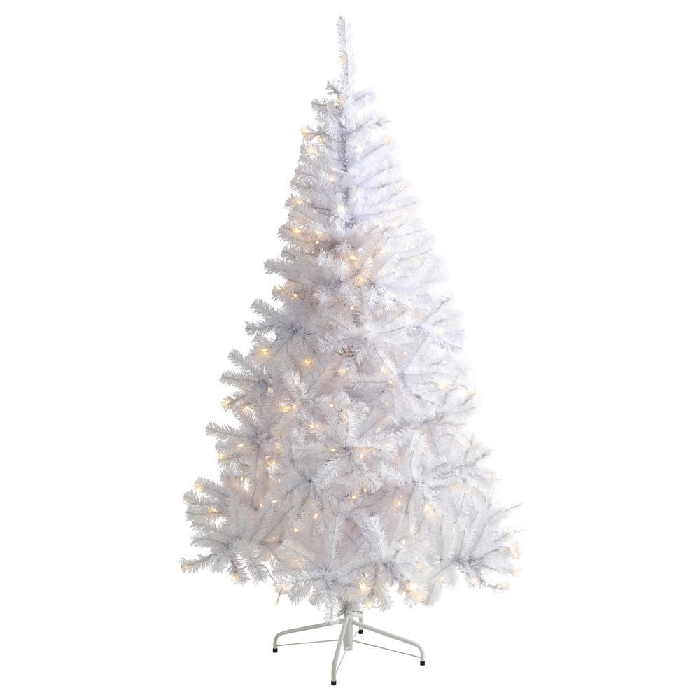 6ft. White Artificial Christmas Tree with 680 Bendable Branches and 250 Clear LED Lights