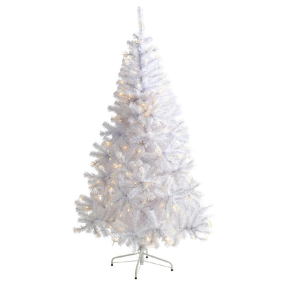 6ft. White Artificial Christmas Tree with 680 Bendable Branches and 250 Clear LED Lights