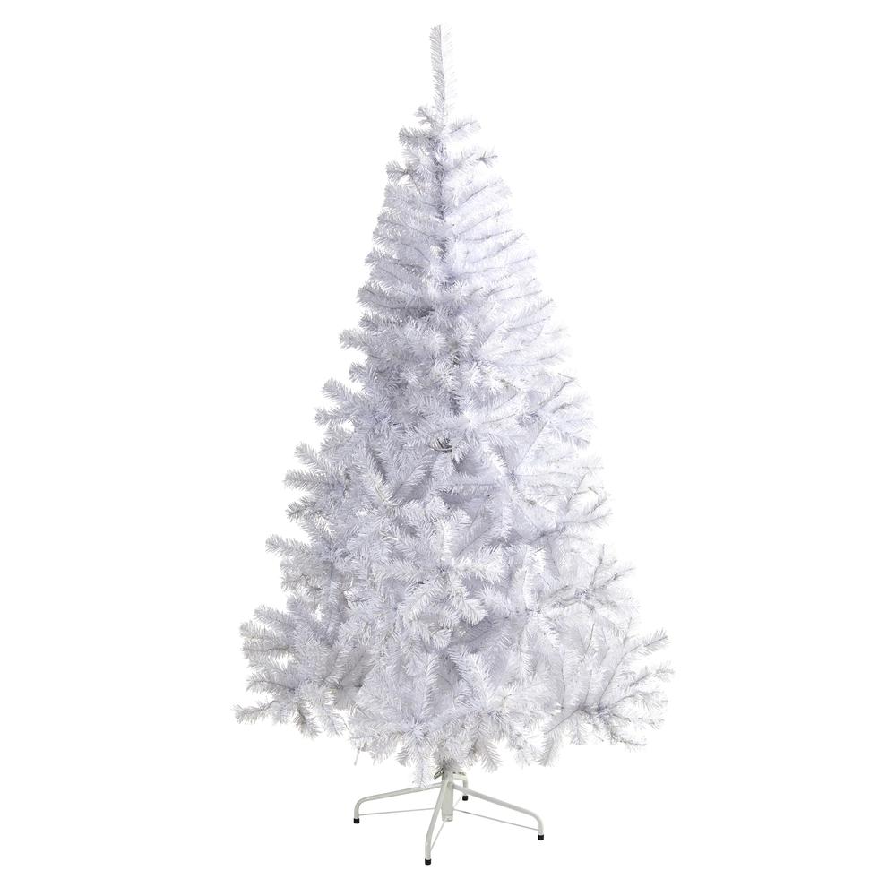 6ft. White Artificial Christmas Tree with 680 Bendable Branches and 250 Clear LED Lights