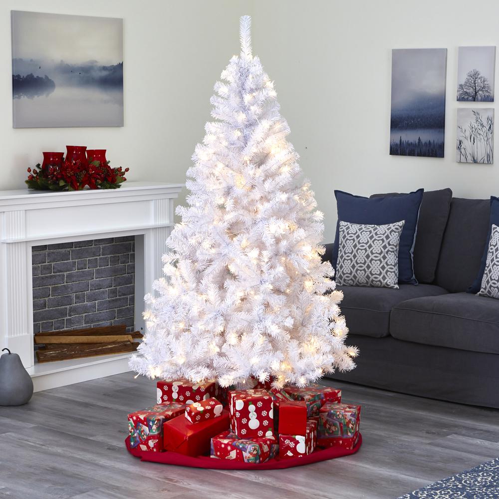 6ft. White Artificial Christmas Tree with 680 Bendable Branches and 250 Clear LED Lights