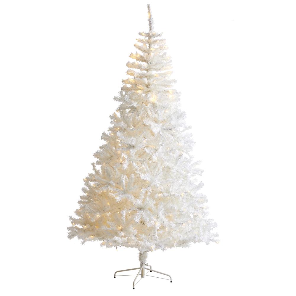 7ft. White Artificial Christmas Tree with 1000 Bendable Branches and 350 Clear LED Lights