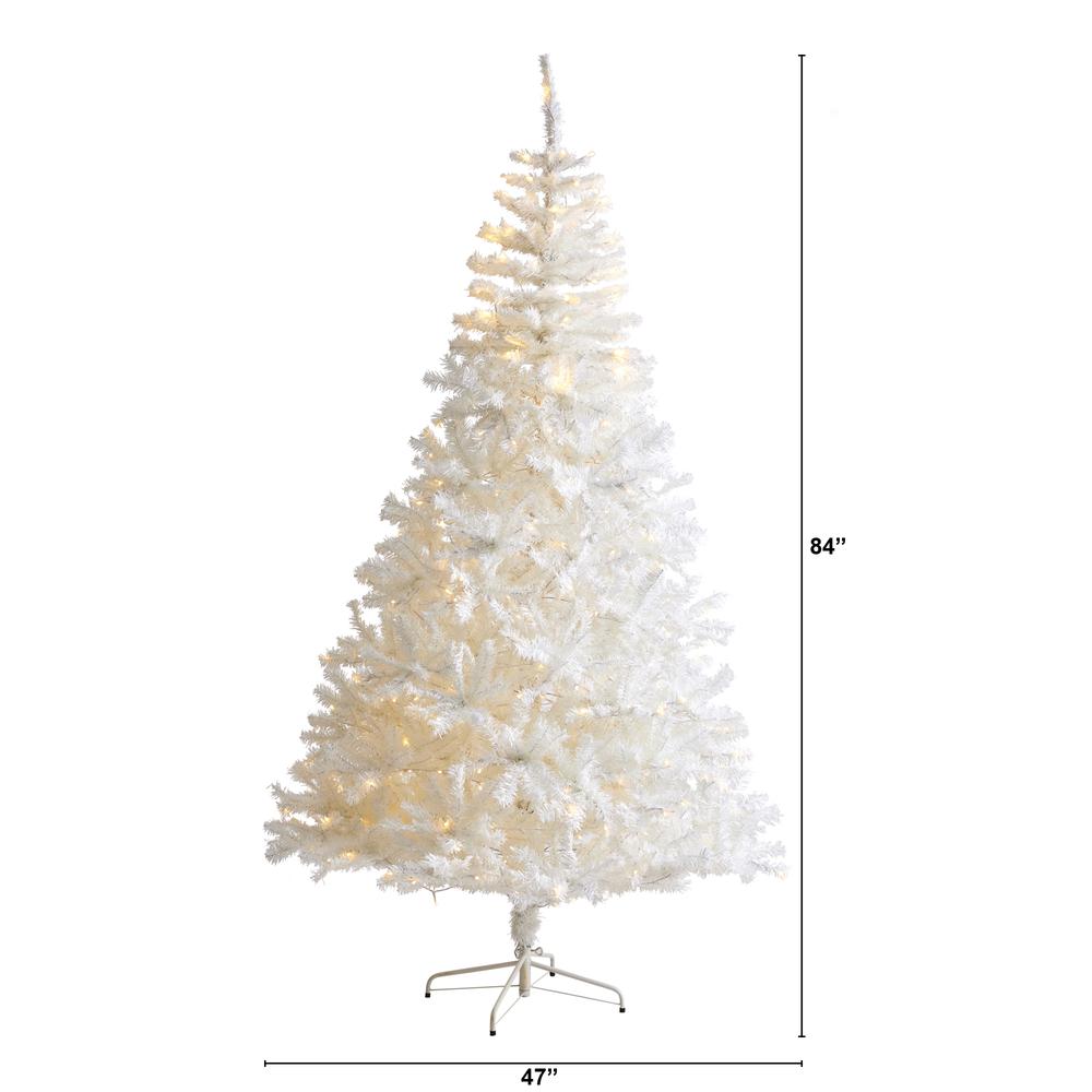 7ft. White Artificial Christmas Tree with 1000 Bendable Branches and 350 Clear LED Lights