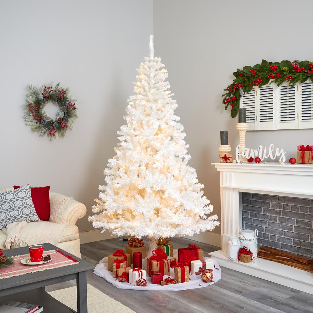 7ft. White Artificial Christmas Tree with 1000 Bendable Branches and 350 Clear LED Lights