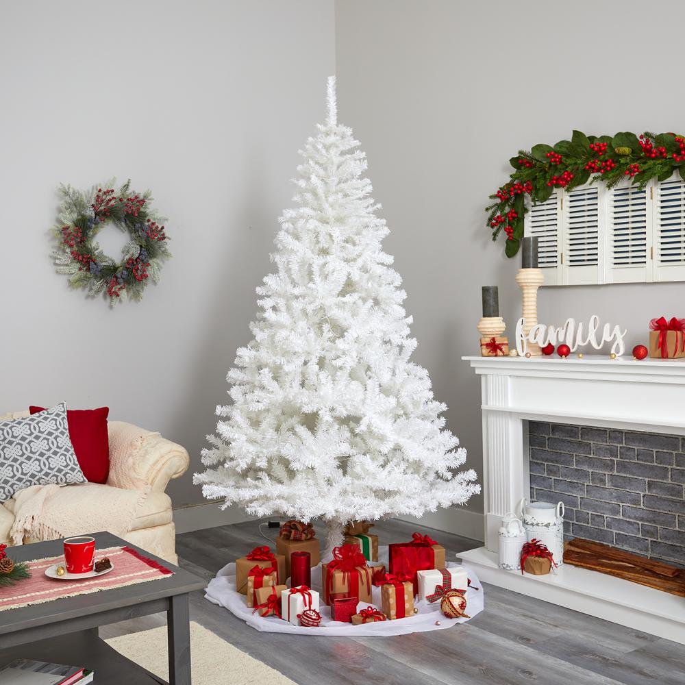7ft. White Artificial Christmas Tree with 1000 Bendable Branches and 350 Clear LED Lights
