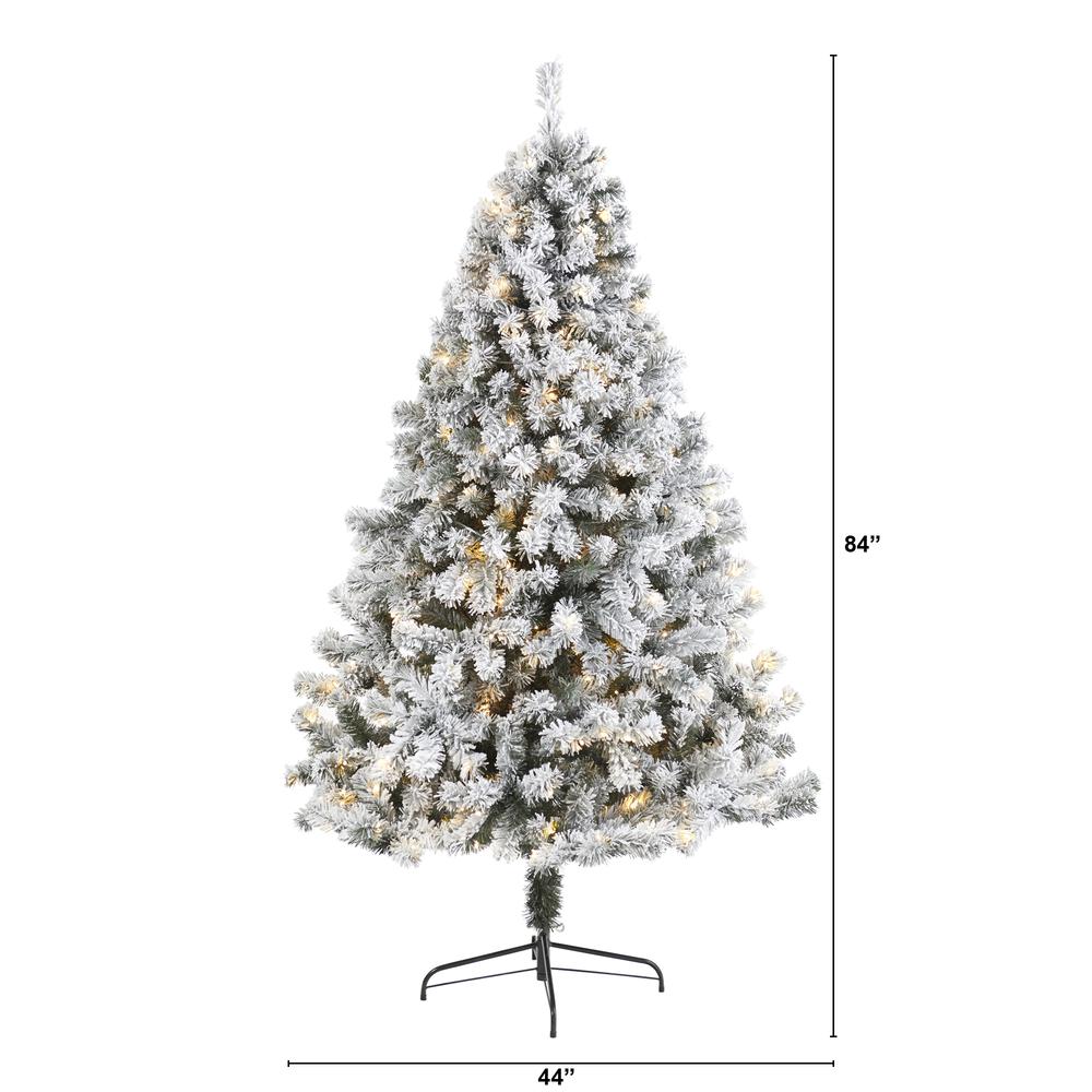 7ft. Flocked West Virginia Fir Artificial Christmas Tree with 350 Clear LED Lights