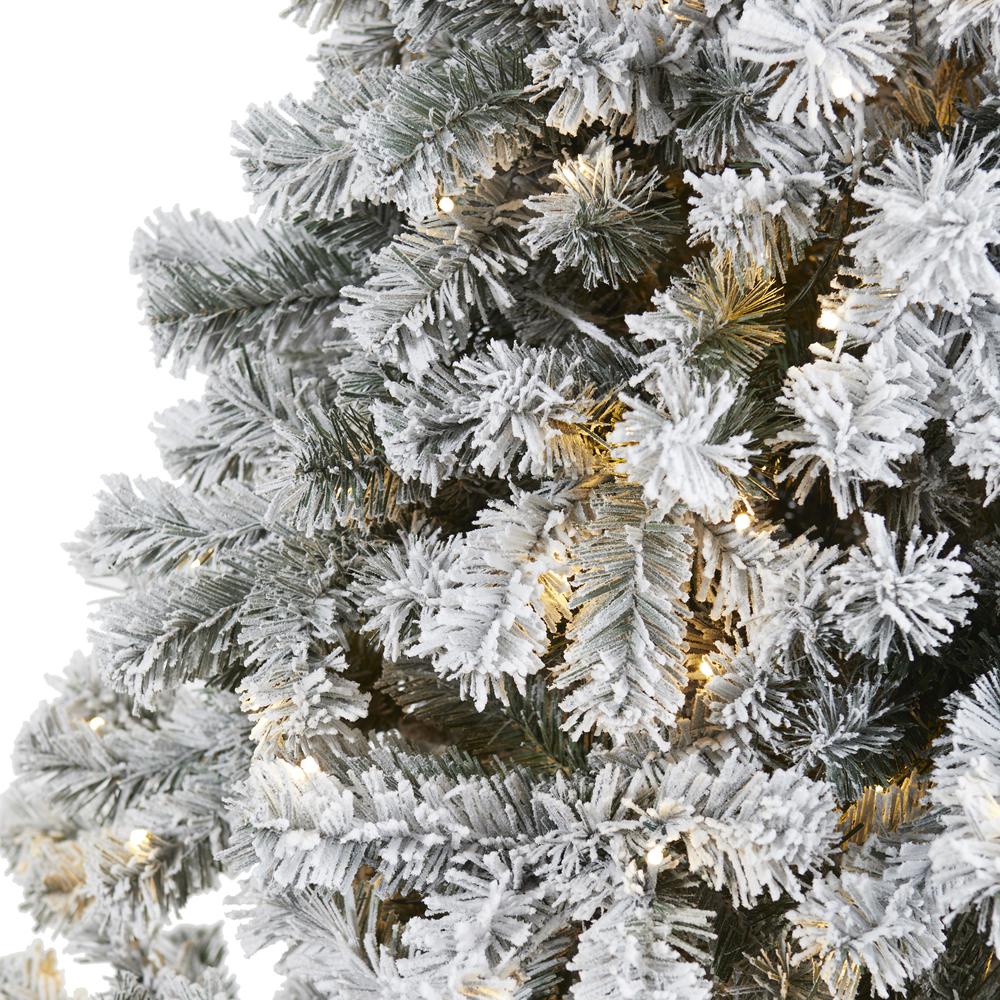 7ft. Flocked West Virginia Fir Artificial Christmas Tree with 350 Clear LED Lights