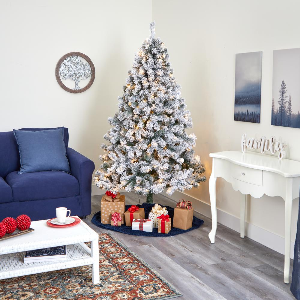 7ft. Flocked West Virginia Fir Artificial Christmas Tree with 350 Clear LED Lights