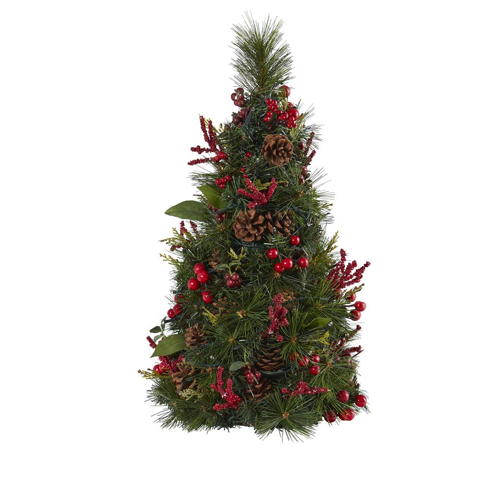 2ft. Mixed Berry and Pine Cone Artificial Christmas Tree with 35 Clear LED Lights