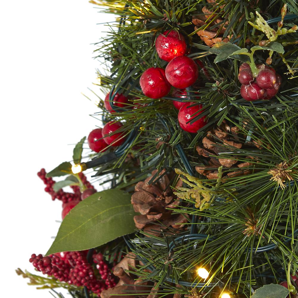2ft. Mixed Berry and Pine Cone Artificial Christmas Tree with 35 Clear LED Lights