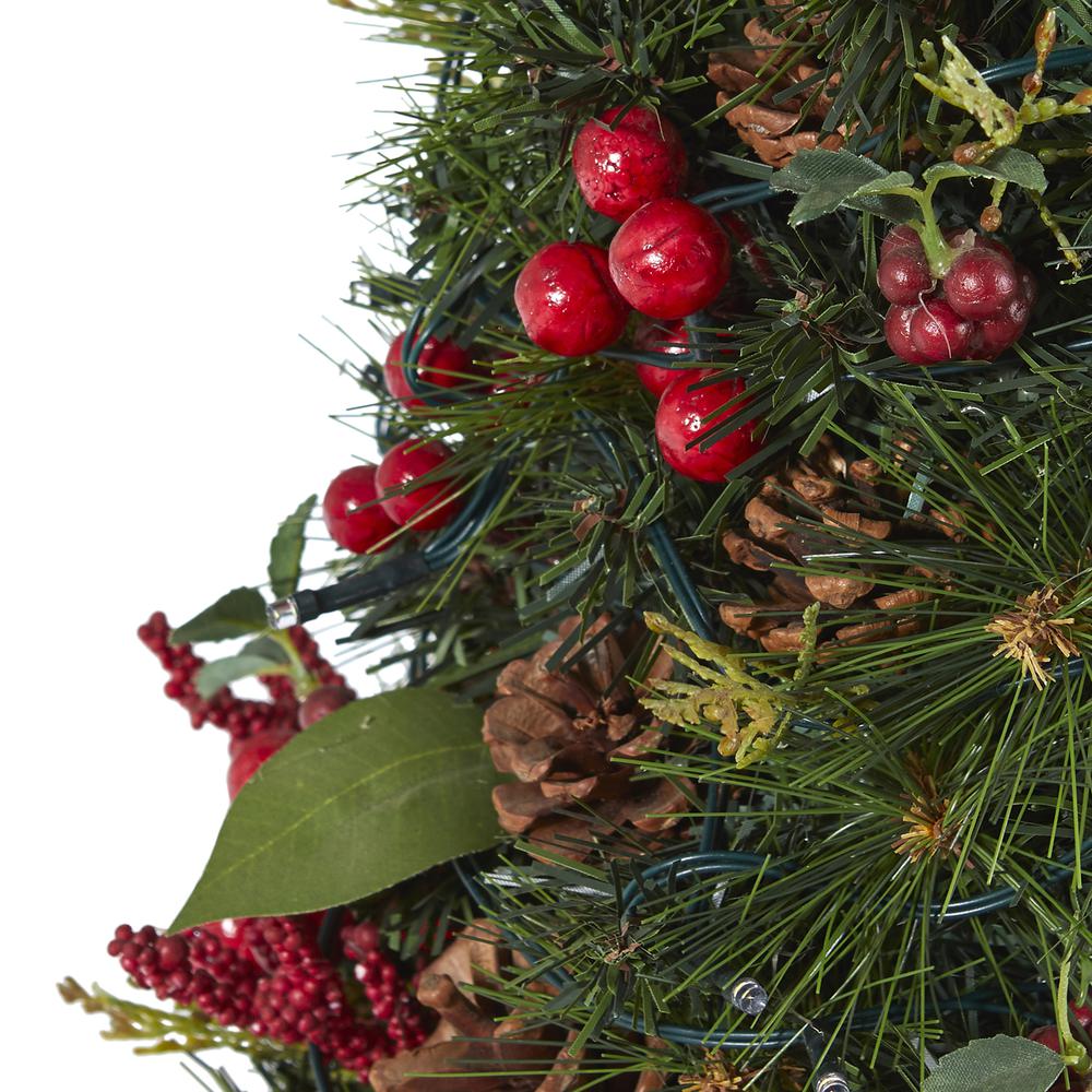 2ft. Mixed Berry and Pine Cone Artificial Christmas Tree with 35 Clear LED Lights