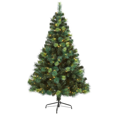6ft. Assorted Green Scotch Pine Artificial Christmas Tree with 250 LED Lights