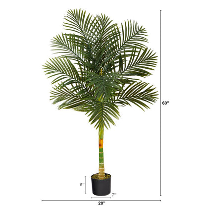 5ft Golden Cane Artificial Palm Tree, Green
