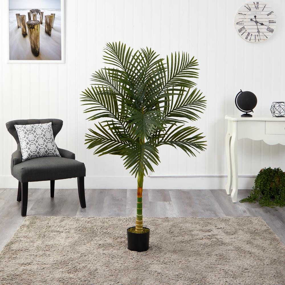 5ft Golden Cane Artificial Palm Tree, Green