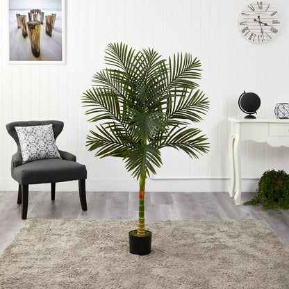 5ft Golden Cane Artificial Palm Tree, Green