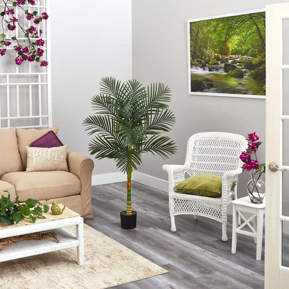 5ft Golden Cane Artificial Palm Tree, Green