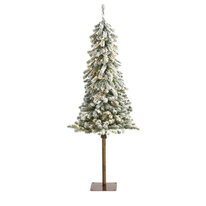 5ft. Flocked Alpine Christmas Artificial Tree with 150 Lights