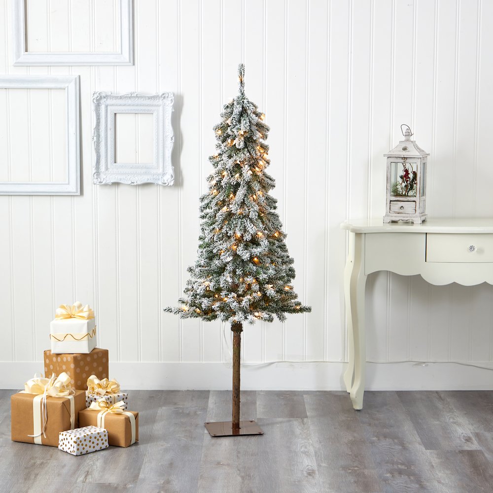 5ft. Flocked Alpine Christmas Artificial Tree with 150 Lights