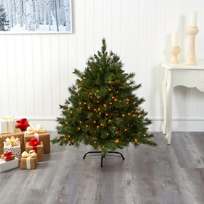 4ft. Wyoming Mixed Pine Artificial Christmas Tree with 250 Clear Lights