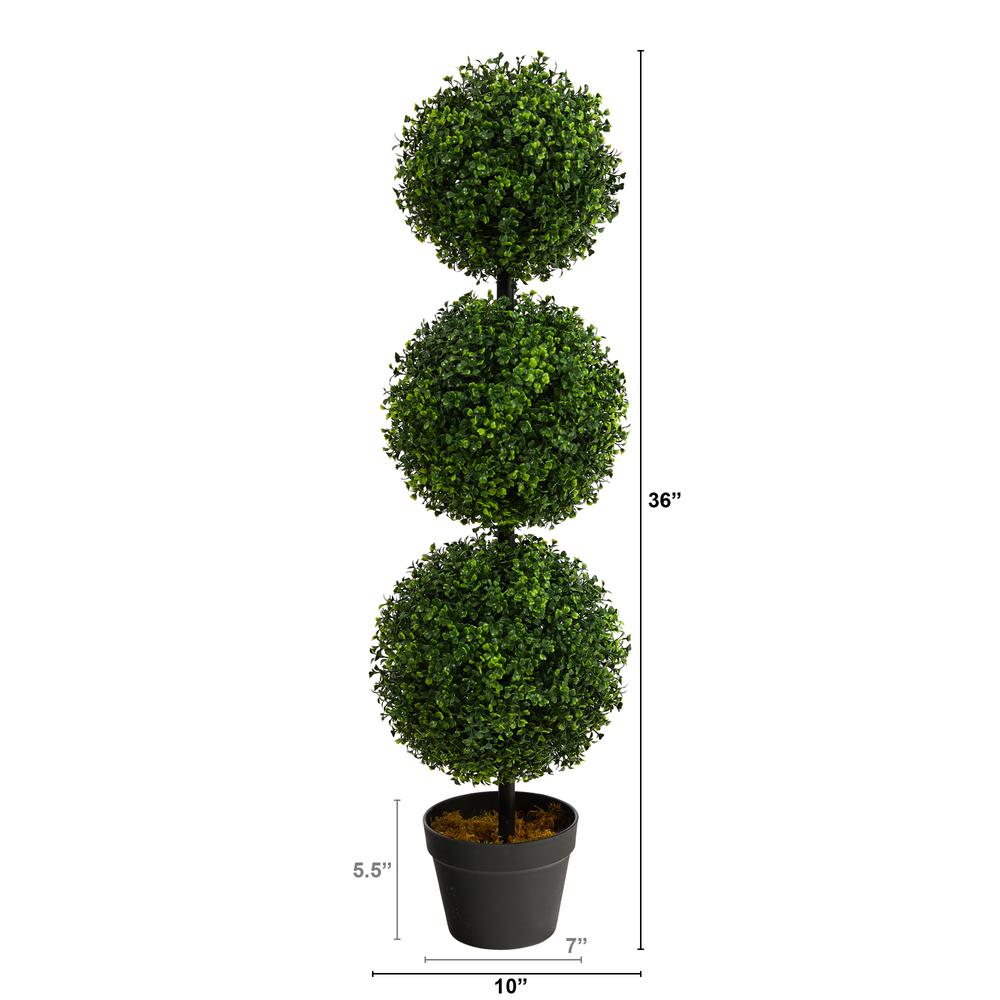 3ft. Boxwood Triple Ball Topiary Artificial Tree (Indoor/Outdoor)