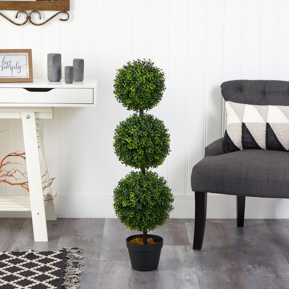 3ft. Boxwood Triple Ball Topiary Artificial Tree (Indoor/Outdoor)