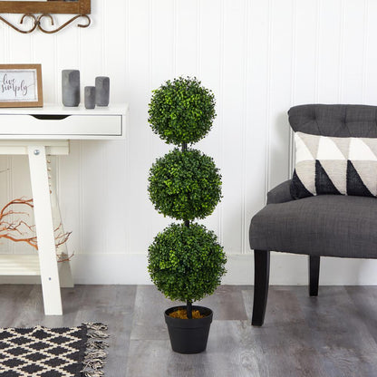 3ft. Boxwood Triple Ball Topiary Artificial Tree (Indoor/Outdoor)