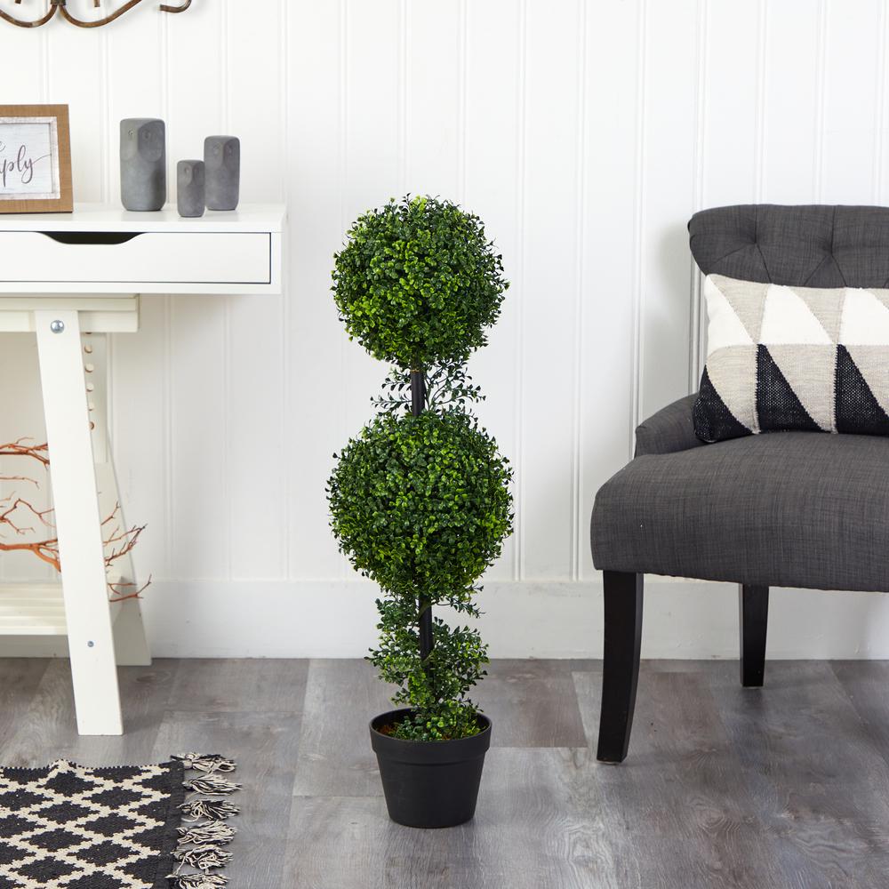 34in. Boxwood Double Ball Topiary Artificial Tree (Indoor/Outdoor)