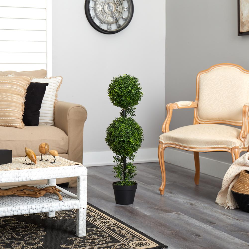34in. Boxwood Double Ball Topiary Artificial Tree (Indoor/Outdoor)