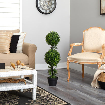 34in. Boxwood Double Ball Topiary Artificial Tree (Indoor/Outdoor)