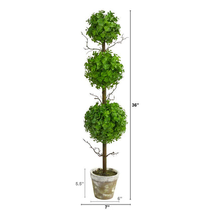 3ft. Eucalyptus Triple Ball Topiary Artificial Tree