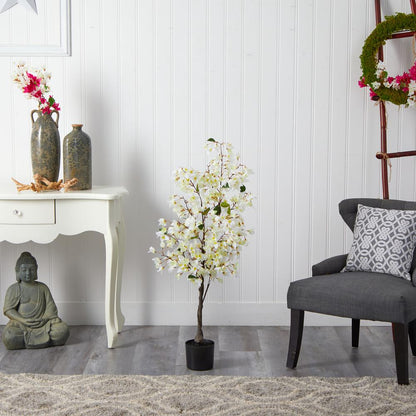 4ft. Bougainvillea Artificial Tree, White