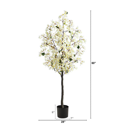 5ft. Bougainvillea Artificial Tree, White