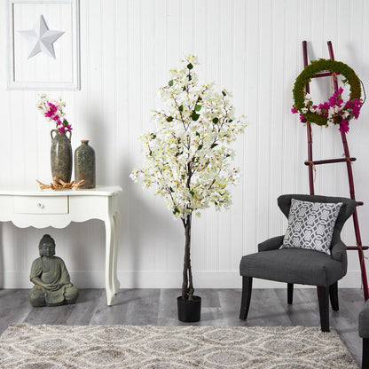 6ft. Bougainvillea Artificial Tree, White